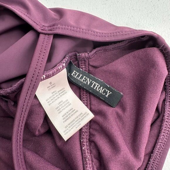 Ellen Tracy One-Piece Plum Swimsuit Ruching & Keyhole Back Size 6 Swim Purple - Picture 3 of 7